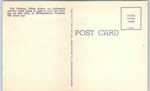 Postcard - The Printing Office, Williamsburg, Virginia