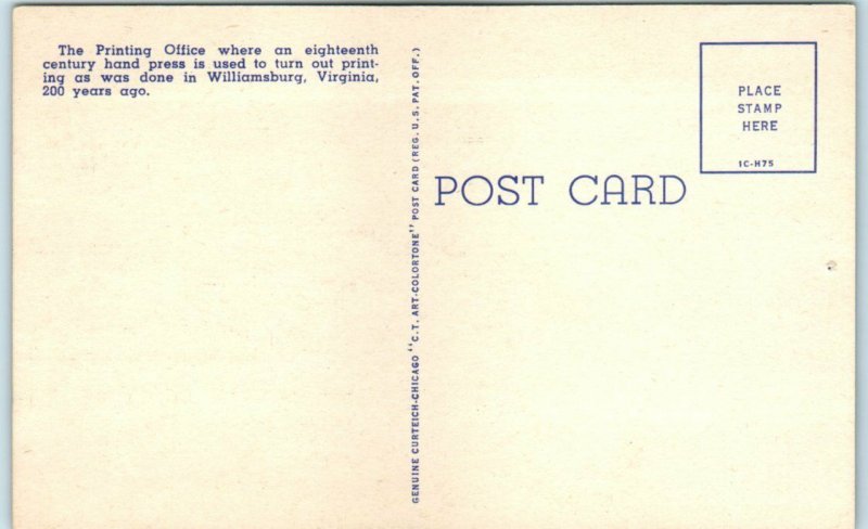 Postcard - The Printing Office, Williamsburg, Virginia