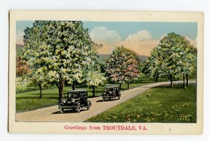 Postcard Greetings from Troutdale VA Virginia Old Cars Standard View Card