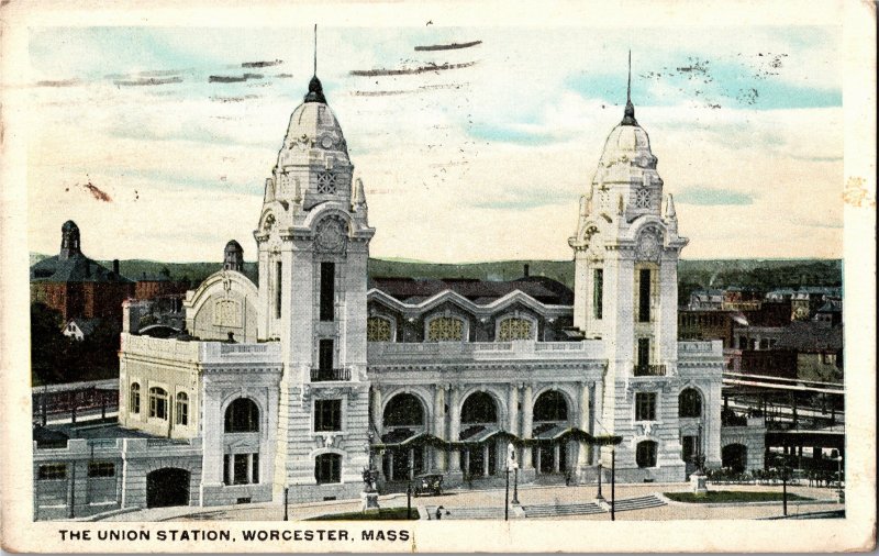 The Union Station, Worcester MA c1920 Vintage Postcard Y15