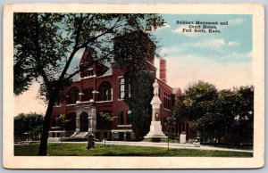 Vtg Fort Scott Kansas KS Soldiers Monument & Court House 1920s View Postcard