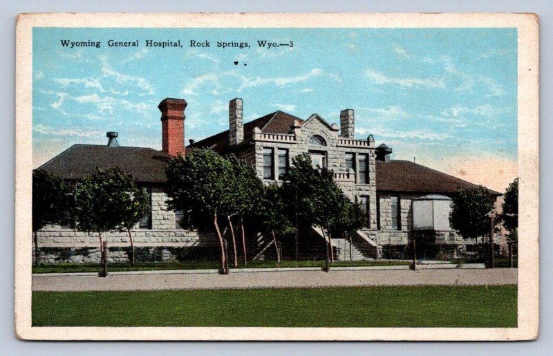 K6/ Rock Springs Wyoming Postcard c1910 Wyoming General Hospital  231