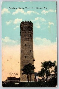 Racine Wisconsin~Standpipe Racine Water Co~PM 1910~EC Kropp Vintage Postcard