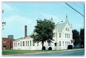 c1950 First Baptist Church Building Roadside Entrance Martin Tennessee Postcard