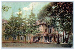 1908 Park Hotel Exterior Building Waukesha Wisconsin WI Vintage Antique Postcard