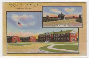 McGuire General Hospital Richmond VA linen postcard
