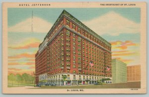 St Louis Missouri~Hotel Jefferson The Aristocrat~1940s Linen Postcard