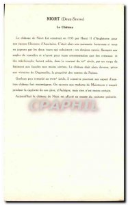 Old Postcard Niort Le Chateau