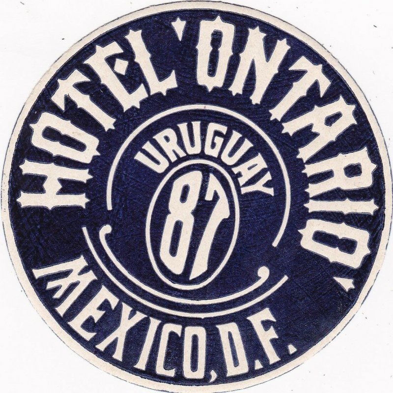 Mexico Mexico City Hotel Ontario Vintage Luggage Label sk2497