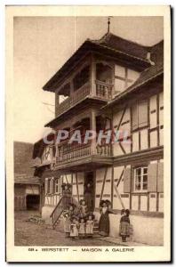 Old Postcard Berstett house gallery Folklore Costume