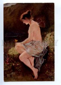 226729 NUDE Winged PSYCHE Fairy BUTTERFLY by KRAY vintage PC