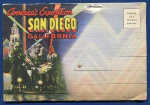 San Diego California ca America's Exposition Night Views linen postcard folder