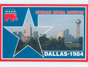 1984 postcard RONALD REAGAN & BUSH AT REPUBLICAN CONVENTION Dallas TX F0307