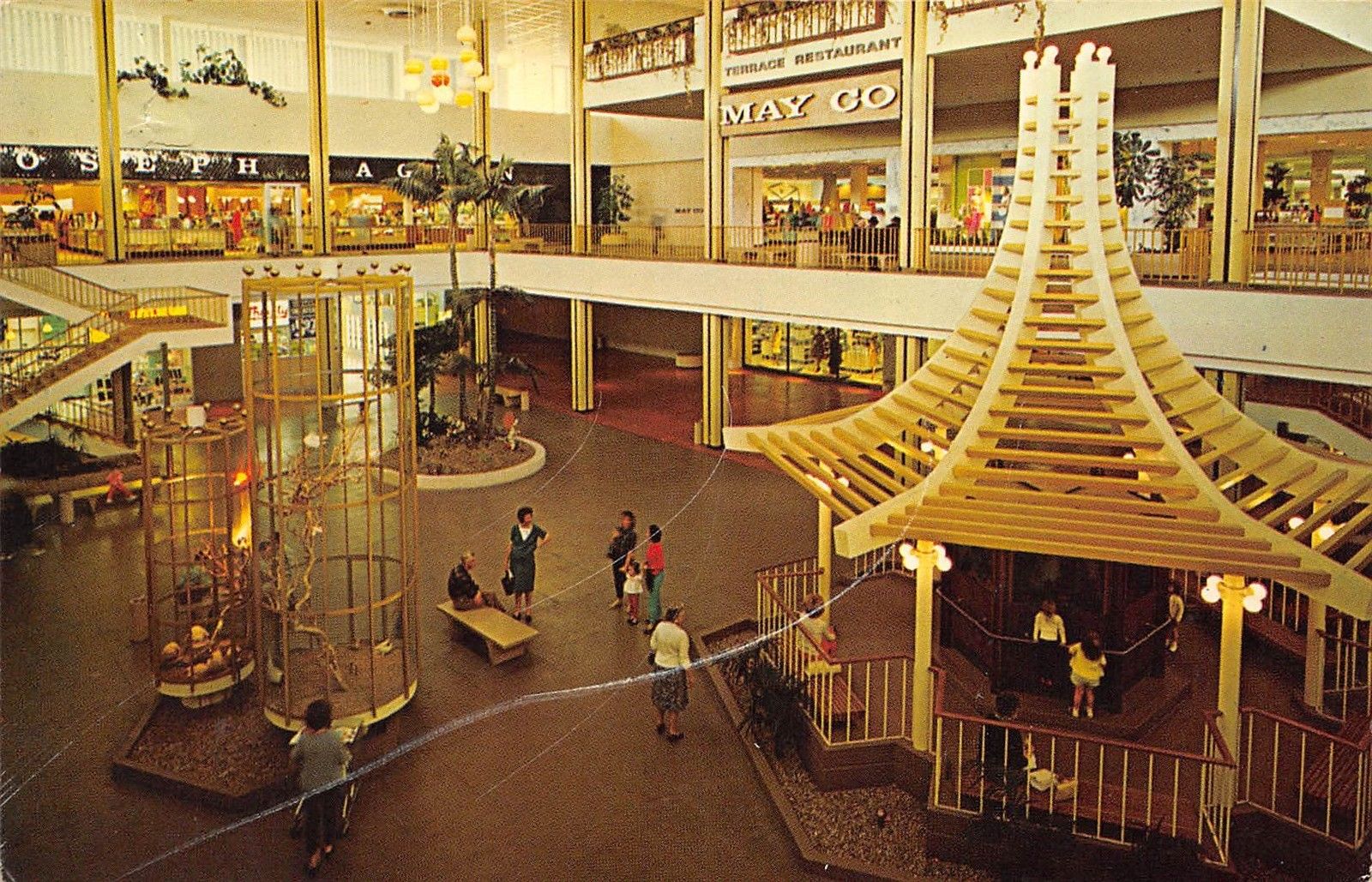 Rain Fountain at Topanga Plaza Canoga Park, California 1960's Postcard