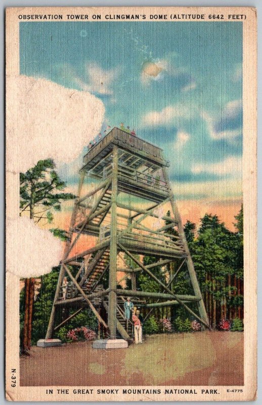 Great Smoky Mountains National Park Postcard Observation Tower surface damage