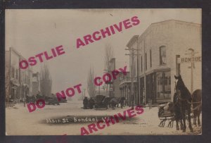 Bonduel WISCONSIN RPPC c1910 MAIN STREET Winter SNOW nr Shawano Cecil WI KB
