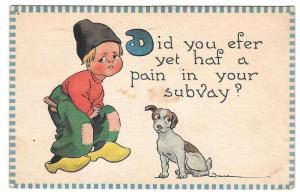 Bernard Wall Dutch Kid Boy Puppy Dog Vintage 1912 Postcard