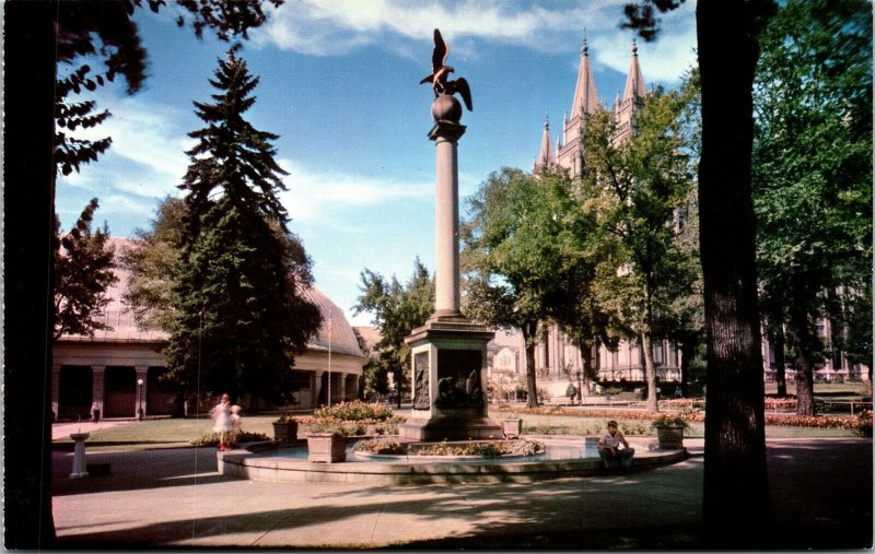 Sea Gull Monument Temple Square Salt Lake City Utah UT Postcard Mike Roberts VTG 