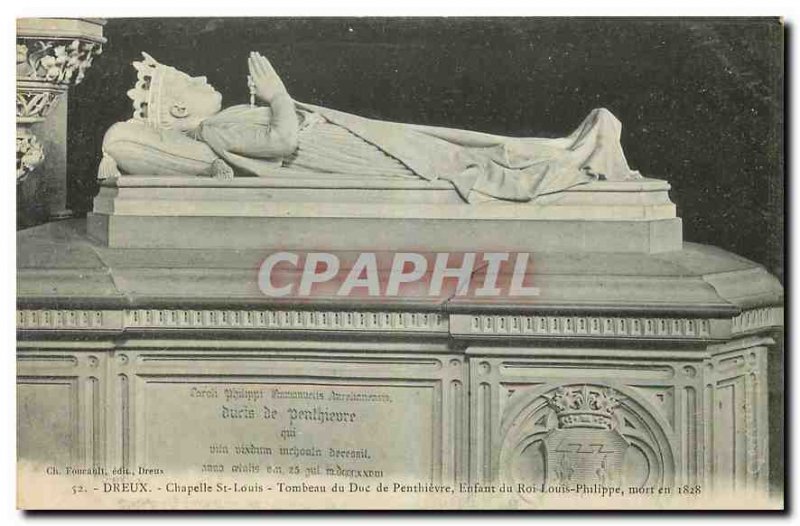 Old Postcard Dreux Chapelle St Louis Tomnbeau Penrhievre Child of the Duke of...