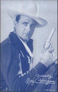 Cowboy Actor Ray Corrigan w/ Pistol Arcade Exhibit Card BLUE TINT