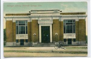 Carnegie Library Bicycle Colorado Springs CO 1910c postcard