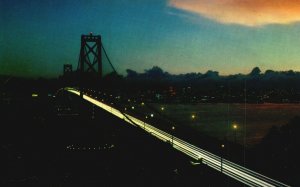 Postcard San Francisco Bay Bridge At Night Outstanding Spectacles Bay Area CA