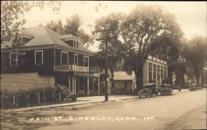 Simsbury Connecticut CT Main St. Drugstore c1915 Real Photo Postcard