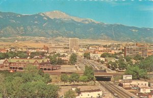 Colorado Springs CO Pike's Peak Ave Aerial View Chrome Postcard Postmark...