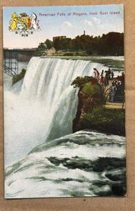 VINTAGE 1926 USED POSTCARD - AMERICAN FALLS FROM GOAT ISLAND, NIAGARA FALLS