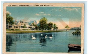 1921 Asbury Park From Wesley Lake, Asbury Park New Jersey NJ Posted Postcard