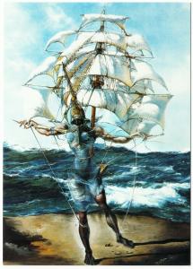 The Boat by Salvador Dali Art Postcard