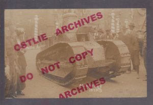 Indianapolis INDIANA RPPC c1918 U.S. ARMY TANK Military WORLD WAR 1 WW1 Parade