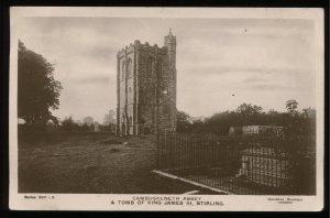 Cambuskenneth Abbey, Tomb of James III. 1907 Davidson Bros RPPC. Stirling cancel