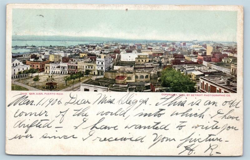 Postcard Puerto Rico San Juan 1903 Panoramic View of City Detroit Publishing M03