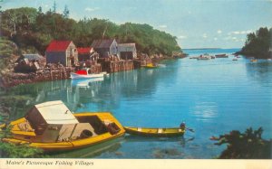 Maine Picturesque Fishing Village 1971 Chrome Postcard Used