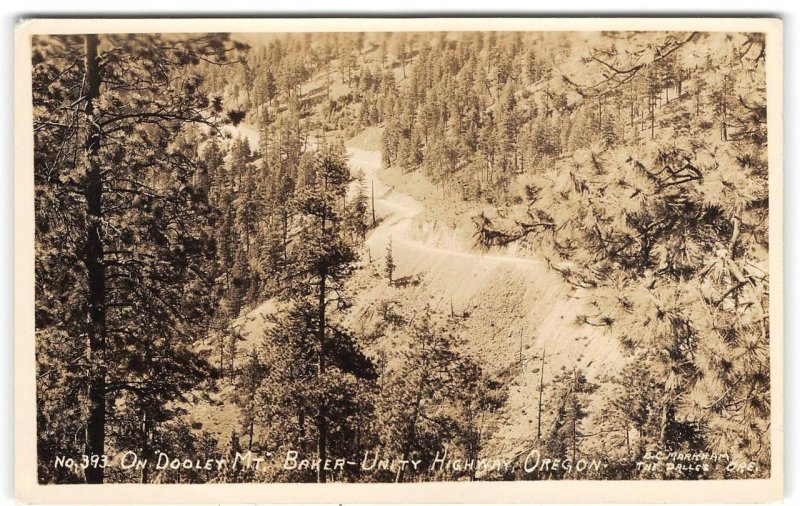 RPPC Dooley Mountain, Baker-Unity Highway, Oregon Markham 1930s Vintage Postcard