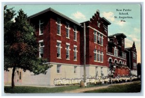St. Augustine Florida Postcard New Public School Exterior Building c1910 Vintage