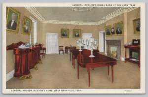 Linen~Nashville Tennessee~Hermitage Interior~Jackson Dining Room~Postcard