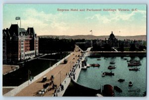 1910 Victoria British Columbia Canada Postcard Empress Hotel Parliament Building
