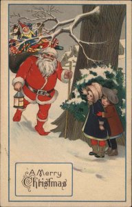 Christmas Stecher Ser 732A Santa Claus Toys Jester Doll Lantern Vintage Postcard