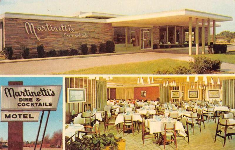 Crystal Lake Illinois Martinetti's Motel Cocktail Lounge vintage pc Z25997