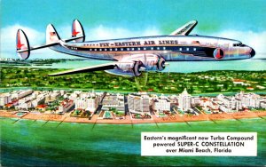 Airplanes Eastern Air Lines Super-C Constellation Over Miami Beach Florida