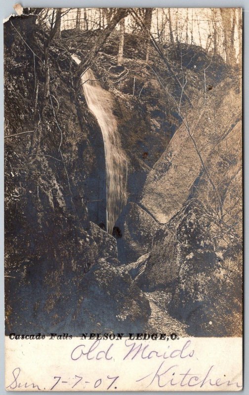 Nelson Ledge Ohio 1907 RPPC Real Photo Postcard Cascade Falls Waterfall