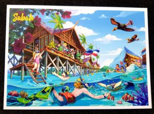 [AG] P132 Malaysia Sabah Tourism Snorkeling Marine Life Turtle (postcard) *New
