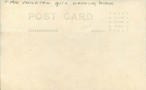 C-1910 Children Girl reading book Photo Studios RPPC Photo Postcard 22-993
