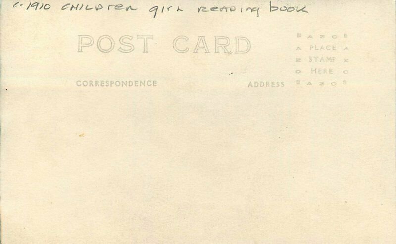 C-1910 Children Girl reading book Photo Studios RPPC Photo Postcard 22-993