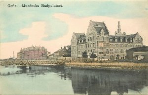 Hand Colored Postcard Gävle Gefle Sweden Murenska Bath House Badpalatset Gävlebo