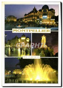 Postcard Modern Capital of Languedoc Montpellier Place de la Comedie night