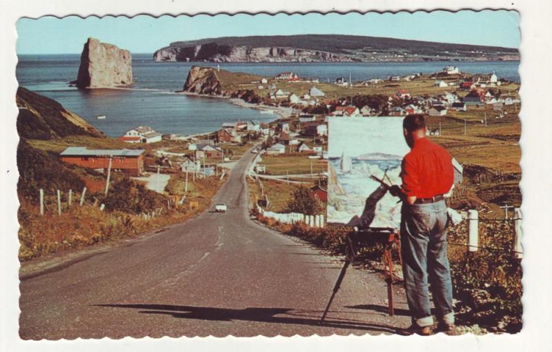 P298 JL older postcard perce quebec canada artist painting