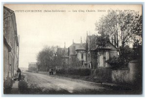 c1910 The Five Chalets Entrance to Route De Caen Petit-Couronne France Postcard